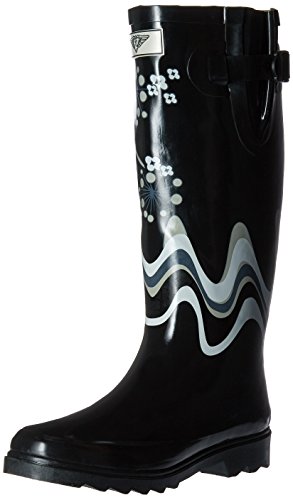 Women Rubber Rain Boots with Cotton Lining, Safari and Animal Prints (Animal Black,
