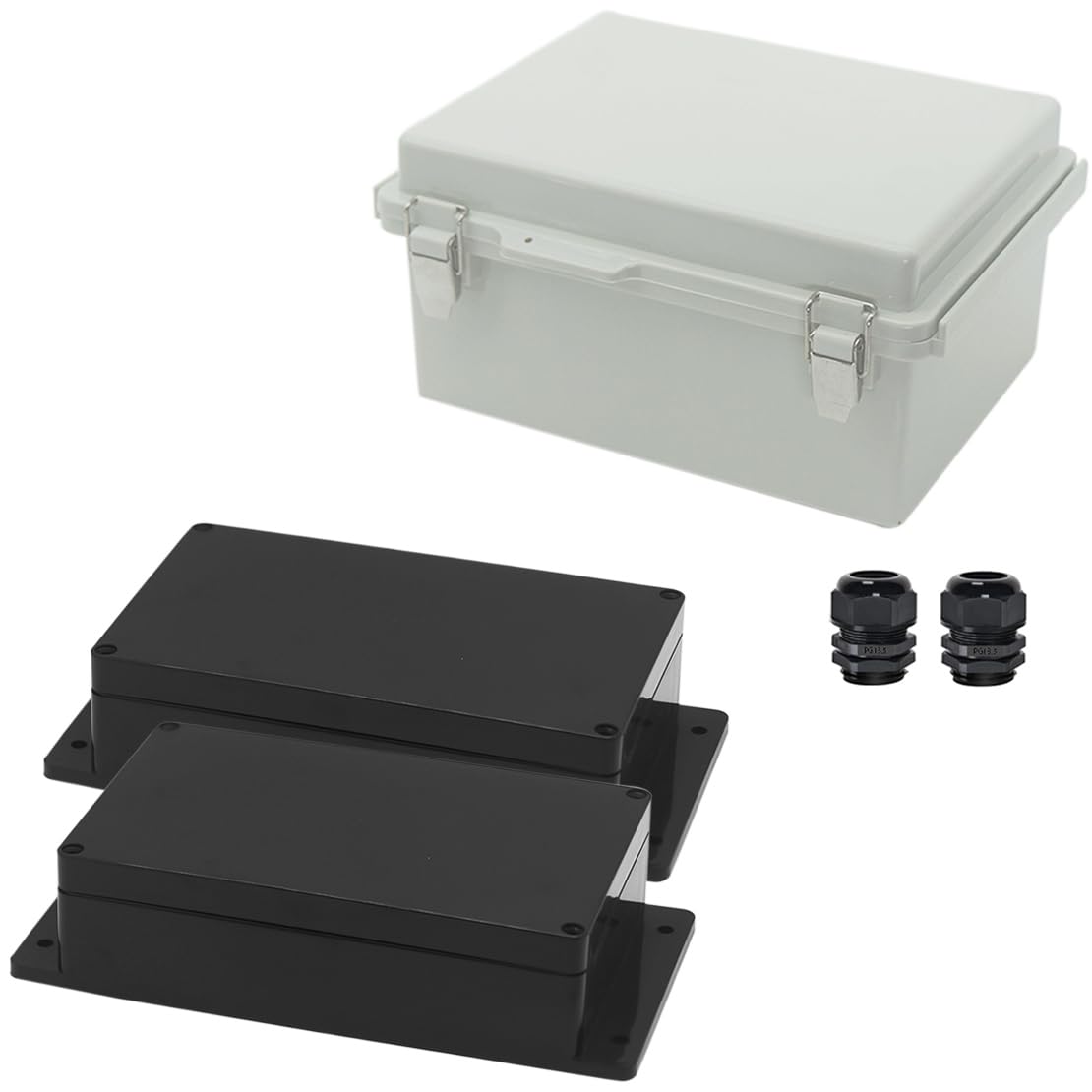 Zulkit Project Box ABS Plastic Waterproof Dustproof Electrical Junction Box Enclosure Black 7.87 x 4.72 x 2.2 inch and Grey Electrical Box 8.7 x 6.7 x 4.3