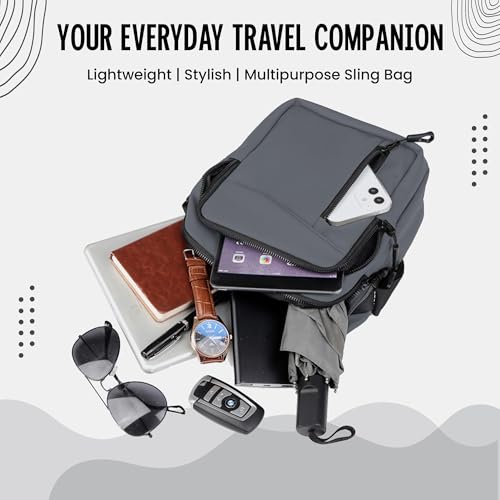 Image of CARRY TRIP Men Sling Bag with 1 Large & 1 Small Compartment, 2 Pockets, Water Resistant Crossbody Travel Bag -Chest Shoulder Side Bag for Travelling, Daily Use - Compact, Lightweight & Durable