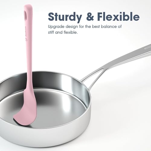 Image of ChefAide 5 Pieces Silicone Spatula Set, Food Grade Rubber Spatula, Upgrade Strong Handle with Ergonomic Grip, Heat Resistant Up to 600F for Nonstick Cookware, Cooking
