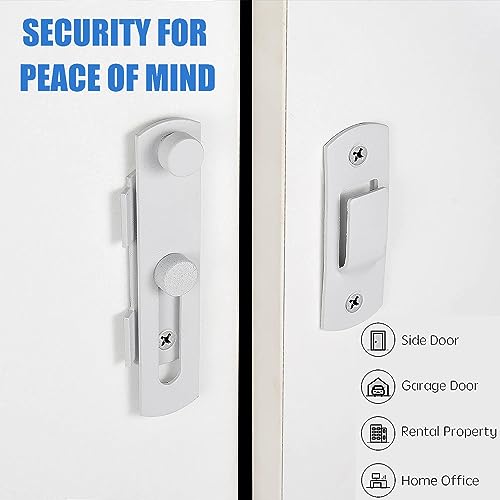 Litensh 180° Flip Sliding Stainless Steel Door Bolt Latch Lock for Gate Barn Window Wine Cabinet Bathroom Garage Garden White - Image 4