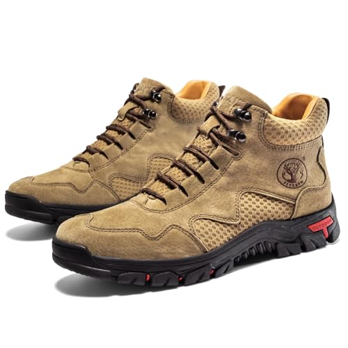 Image of FLYLAND Men's Chukka Boots Casual Leather Shoes Ankle Shoes Non Slip Breathable Comfortable Mid Top for Outdoor Driving Walking