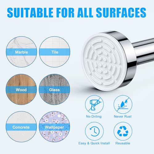 image for TEECK Shower Curtain Rod, 27-76 inch Adjustable Spring Tension Curtain