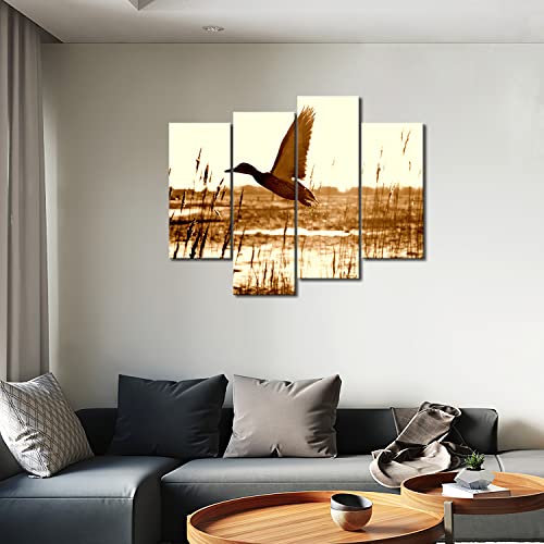 Brown Duck Fly Upon River Wall Art Painting Pictures Print On Canvas Animal The Picture For Home Modern Decoration #TOP4