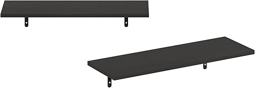 Miniatura 6 de Furinno Rossi - Estantes flotantes de exhibición de 23 pulgadas para montar en la pared, color expreso, juego de 2