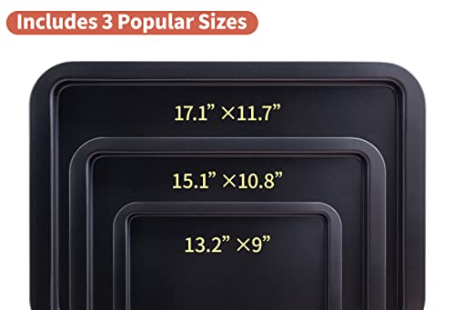 Amazqi Cookie Sheet Set Of 3 - Nonstick Baking Sheet For Oven Dishwasher Safe - Non Toxic Pfoa & Pfos Free Baking Pan - Easy Clean Thick Heavy Duty Carbon Steel (13/15/17In) #TOP1