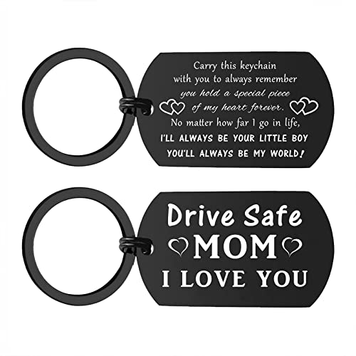 ENGZHI Christmas Mom Gifts from Son - Drive Safe I Love You Keychain - Mother Birthday Mothers Day Valentines Keepsake from Boys