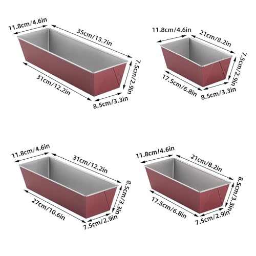 4 Pack Loaf Pan Carbon Steel Bread & Loaf Tins Set Non Stick Bread Tins 20/25/30/35 CM Toast Bread Pan Bread Tins,for Bakeware,Homemade Cakes,Baking Breads and Meatloaf - Image 3