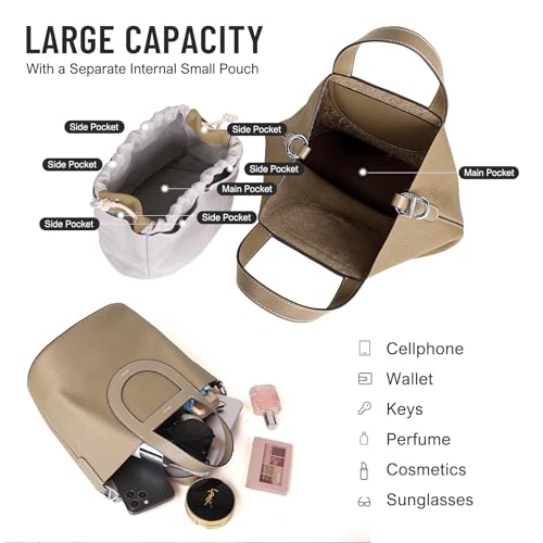Genuine Leather Purse for Women: Designer Crossbody Bucket Bag for Ladies - Fashion Top-handle Handbag for Travel Work4