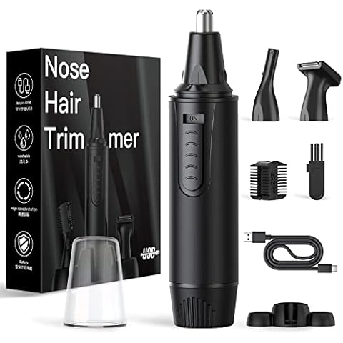 Ohr und Nasenhaarschneider Professioneller USB Wiederaufladbarer Nasenhaarschneider für Damen und Herren Schmerzfreier Ohr Augenbrauen GesichtshaarTrimmer Körperpflegeset IPX7 Wasserdicht Cover