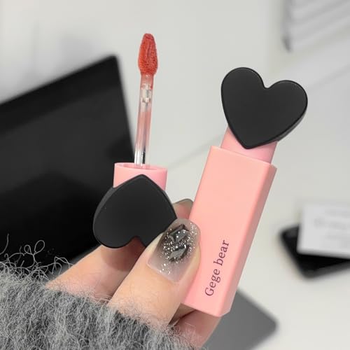 Image of Gege Bear Dreamy Sweet Velvet Lip Glaze | Brown Nude, Baby Pink & Blood Red Shades | Best Lipstick Brand for Women | 6 Cute Shades Makeup for All (01# French Naked Tea, 2.5g)