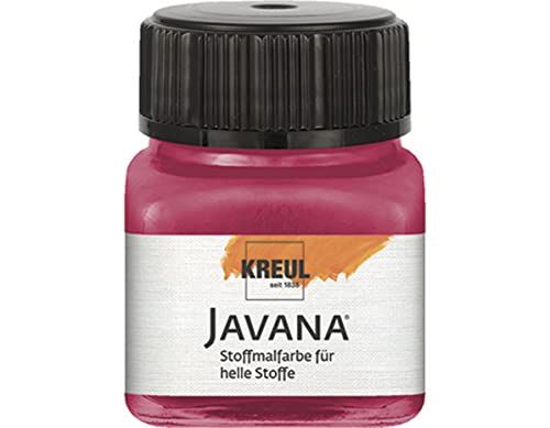 KREUL 90938 - Javana Stoffmalfarbe für helle Stoffe, 20 ml Glas in rubinrot, geschmeidige Farbe auf Wasserbasis mit cremigem Charakter, dringt fasertief ein, waschecht nach Fixierung