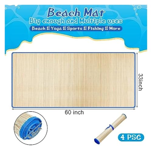 Tapis de plage en paille antidérapant pour sol humide - Pack de 4 nattes - 2