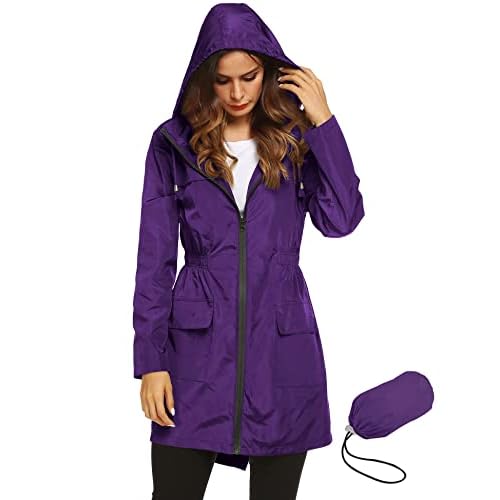 Lomon Women Waterproof Lightweight Rain Jacket Active Outdoor Hooded Raincoat