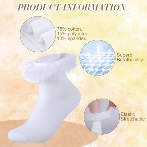 3 Pairs Girls Ruffles Socks Cute Frilly Ruffle Lace Tutu Socks for Halloween Toddler Baby Little Girls Dress and Daily3