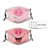 2 PCS Funny Animal Pig Mouth Face Mask for Adults,Washable Face Balaclava Reusable Fabric Mask with...