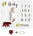 Cimkiz Baby Monthly Milestone Blanket for Boys and Girls Organic Premium Fleece Photography Background Blankets Bonus Floral Wreath + Bib Best Newborn Photo Prop Large (Bear)