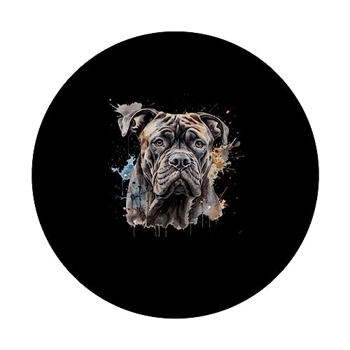 Colorful Cane Corso watercolor art PopSockets Swappable PopGrip, Black - Image 3