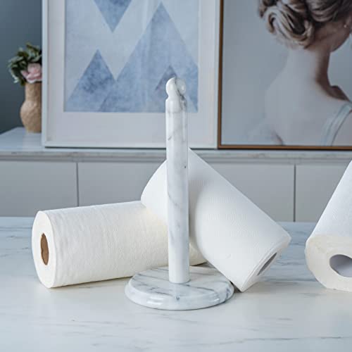 Creative Home Natural Marble Paper Towel Holder Deluxe Towel Dispenser For Kitchen, Countertop, Cabinet & Bathrooms, Heavy Duty, Solid Standup, Non Steel & Non Plastic, Off-White (Patterns May Vary) #TOP7
