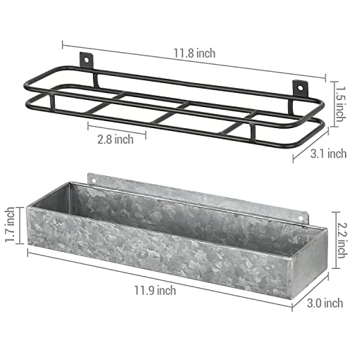 Mygift 2 Piece Wall Mounted Rustic Galvanized And Black Metal Wire Walking Cane And Umbrella Holder Storage Drying Rack With 4 Compartments #TOP4