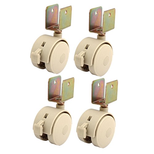 sourcing map 4pcs Soporte U cuna rueda giratoria tan freno en W...