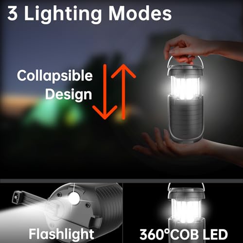 5000 Large Capacity Solar Hand Crank Flashlight with 8H Play Time, Survival Light, USB Charger for Cellphone, Portable Solar Camping Light,Electric LED Camping Lantern for Emergency