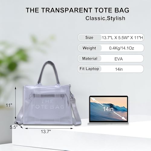 Image of Clear Tote Bag Stadium Events Large Clear Purse for Women Transparent Crossbody Bag for Concert,Work,Beach,Sport