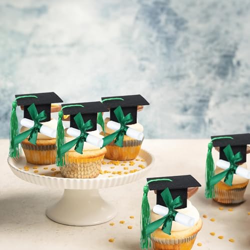 Décoration de cupcakes diplôme 2025 3D avec pompons | Lot de 24