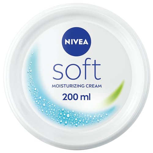NIVEA Soft Moisturising Cream A Moisturising Cream for Face Body and Hands with Vitamin E and Jojoba Oil Hand Cream Moisturises Deeply All-Purpose Day Cream Jar 200ml