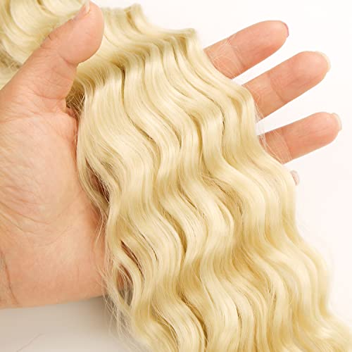 Maysa 613 Blonde Ocean Wave Synthetic Soft Curly Crochet Hair Extensions, 6 Packs 22Inch Deep Wave Crochet Hair Extensions For Women #613 Bleach Blonde #TOP7