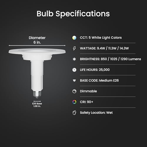 Feit Electric 5/6in InstaTrim LED Recessed Downlight, 5CCT, E26 Base by Feit Electric - Used condition - Image 2