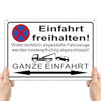 TAKULA Ein- & Ausfahrt Freihalten Schild Aluminium 30x20cm Parken Verboten – Ansicht 9