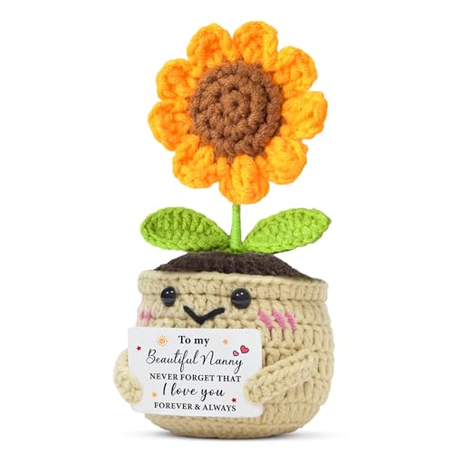 QMVMV Handmade Sunflower Crochet Nanny Gifts from Grandson Granddaughter - Birthday Christmas Thanksgiving for Nanny