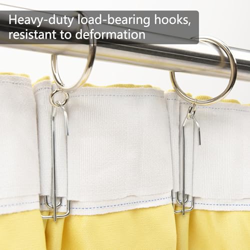 60 STK Faltenhaken für Gardinenhaken, Edelstahl Gardinenhaken, Metall Duschvorhanghaken, Vorhänge Haken mit 4 Zinken, Pleater Curtain Hooks für Zuhause Bad Fenstervorhänge Türvorhänge Duschvorhänge