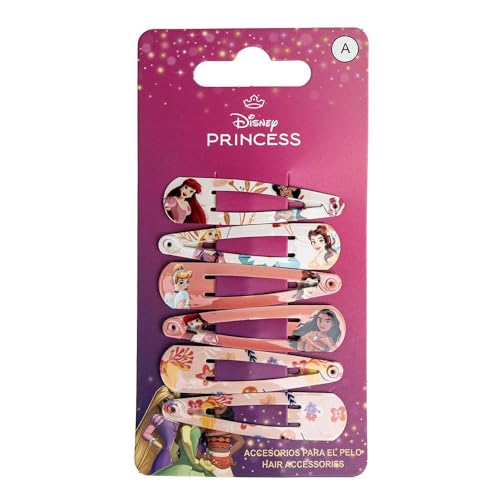 Set di fermagli per capelli da principessa, per ragazze, con stampa principessa, 6 fermagli per capelli