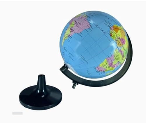 Globo Terrestre Giratório Mesa Mapa Mundi Político Escolar De Plástico Azul 14,2cm