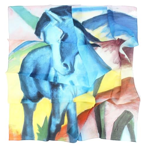 Carré de soie Marc Le cheval Bleu Brochier Soieries 1890 fabriqué en France
