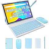 10 inch Tablet 2 in 1 Android 15 Tablets with Keyboard, 10" Tabletas Include Mouse Keyboard Stylus Case, 6000mAh 8GB RAM 32GB ROM Support 1TB Expandable Tableta Dual Camera 5G WiFi-6 Bluetooth Tablet
