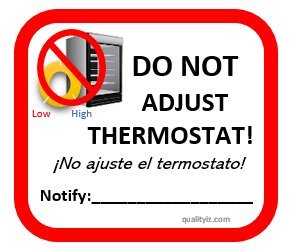 Do Not Adjust Thermostat, Bilingual Adhesive Labels (50pk)