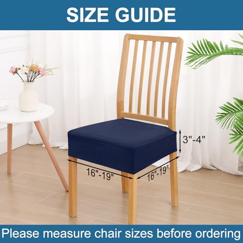 Smiry Waterproof Seat Covers for Dining Room Chairs Set of 6, Stretch Jacquard Removable Washable Chair Seat Slipcovers Protector, No Rear Covers, Federal Blue by Smiry - Image 2