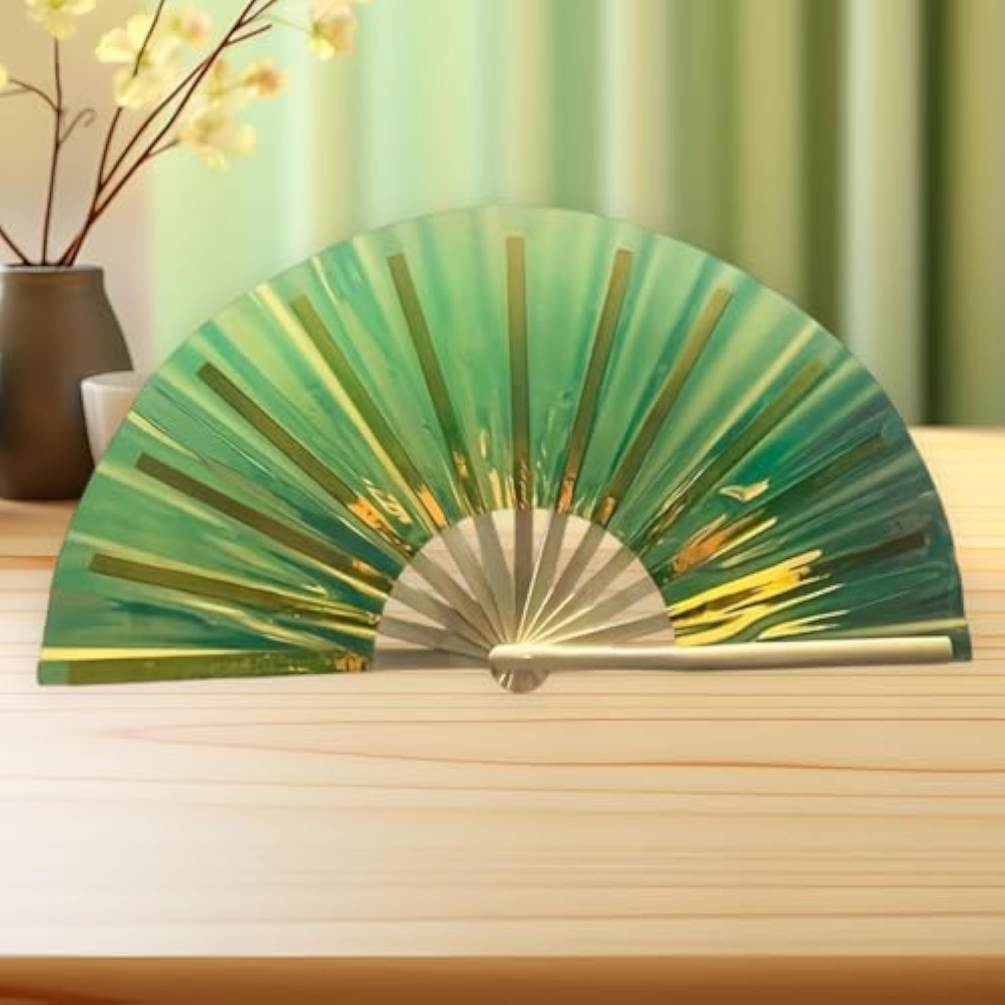 Creative Rainbow Folding Popping Fan for Line Dancing