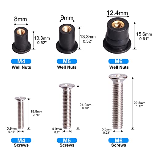 36 pairs m4 m5 m6 neoprene well nuts with stainless steel screw m5 rubber well nuts kayak brass copper bolts well nut kit for kayak motorcycle boat marine windscreen accessories m4 m5 m6
