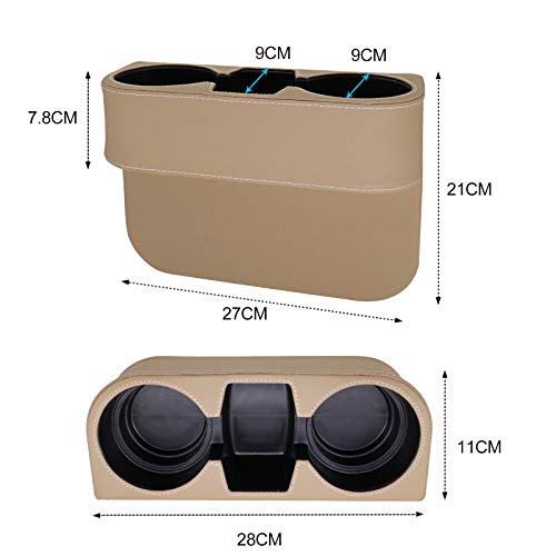 Car Cup Holder Expander With Pu Leather Cover, Multifunction Car Seat Pocket Glove Phone Mount Organizer,Car Back Seat Storage For Drink Mug Bottle Cellphones Coasters Cards (Beige) #TOP4