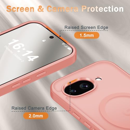 Image of for Google Pixel 10a Case, Matte Magnetic Phone Cover [with 1 Screen Protector] [Support for MagSafe] [Shockproof Military Grade Protection] Translucent Frosted Back, Pink