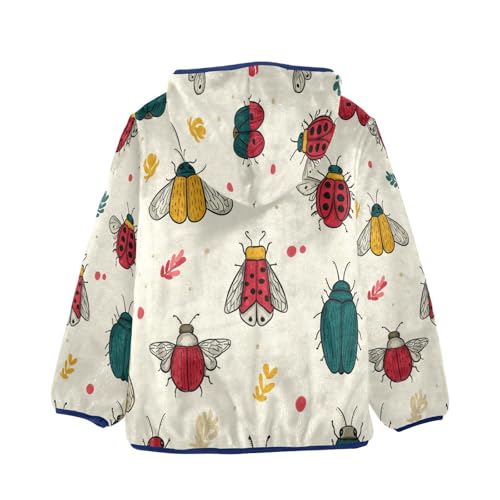 Bugs Pattern with Leaves Toddler Fleece Jacket Girl Boys Hooded Fleece Jacket Coat Warm Outwear Zip-up 3-10T2