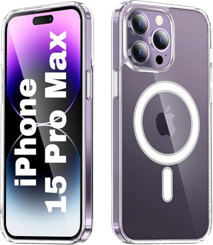 Image of REALCASE Ultra-Hybrid Back Case Cover for iPhone 15 Pro Max Compatible with MagSafe | Camera Protection | Hard Crystal Clear Back | Shockproof Bumper Cover Case for iPhone 15 Pro Max (Transparent)