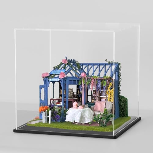 Image of Premium Acrylic Display Case for Miniature Dollhouse & DIY Tiny House Kit - Clear Dustproof Protective Cover Box | Sturdy Transparent Showcase | (12 x 10 x 12 Inch)