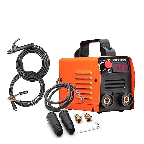 Lödning kit Bärbar svetsmaskin, 250A bågsvetsmaskin helautomatisk hushållssvetsning av industrikvalitet, liten elektrisk svetsning helt i koppar (Color : Orange Without Cable, Size : 1)