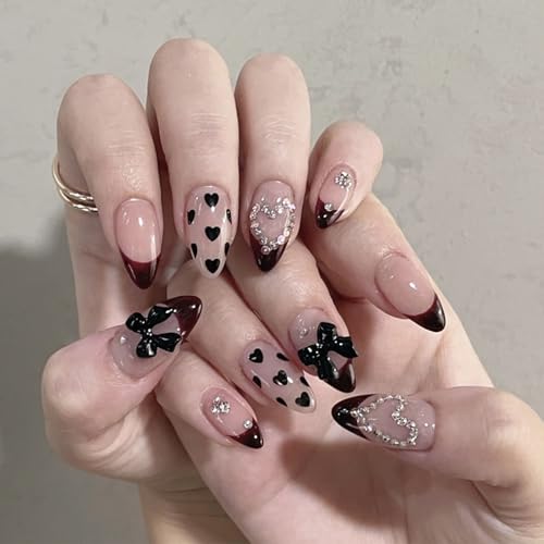 24 piezas de uñas postizas a presión, pegamentos falsos de acrílico para diseños, pegamentos acrílicos en uñas para mujeres, transparentes