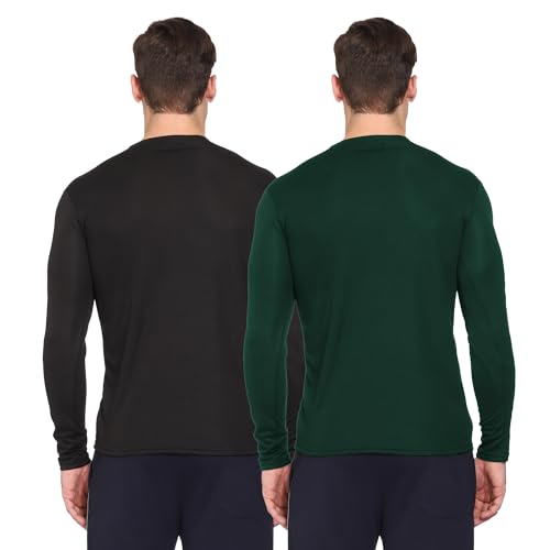 Image of TQH Full Sleeve T Shirt for Men | Pack of 2 T-Shirt for Man Full Sleeve | Gym Workout | Men's Tshirts | Slim Fit Polyester Round Neck Solid Sports T-Shirts for Running Training Casual Wear